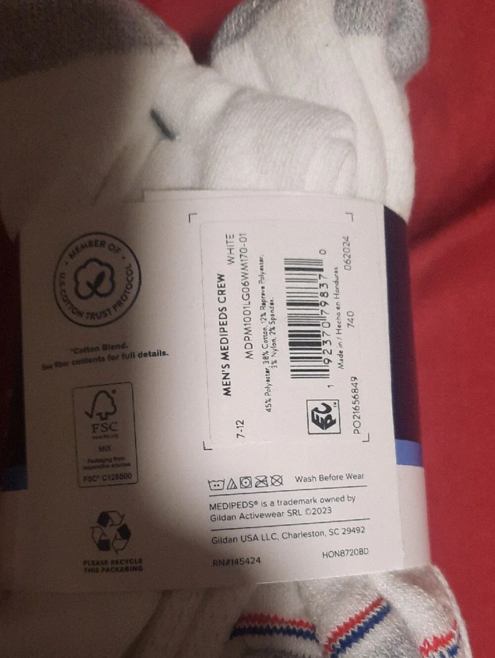 MediPeds Men's Cushioned Non-Binding Crew Socks Blister Resistant White (6 Pack)